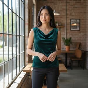 Banana Republic Emeral Green Velour Sleeveless Blouse Small 4-8